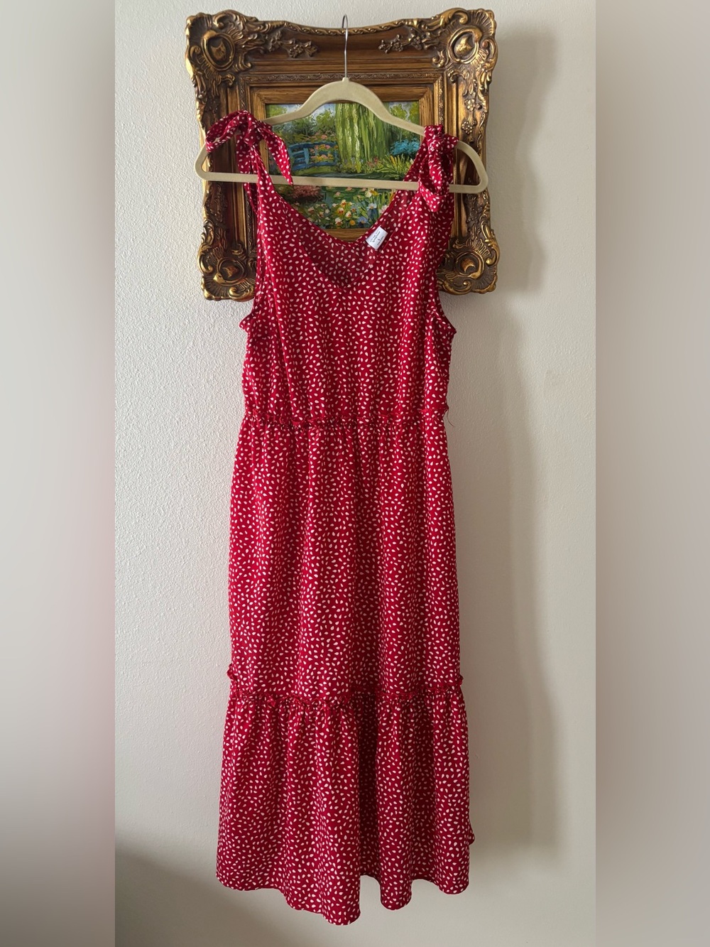 Cozy Casual Red Polka-Dot Maxi Dress